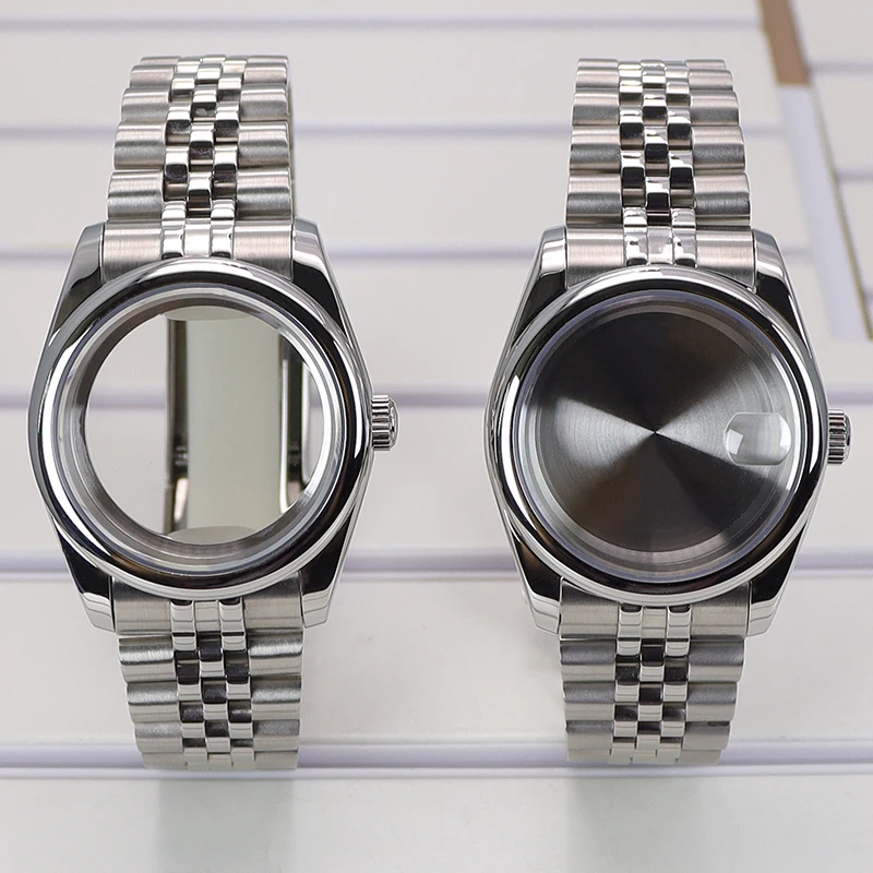 

36mm/39mm Round Edge Watch Cases Sapphire Glass For Oyster NH35 NH36 NH38 4R36 Miyota 8215 8205 Movement 28.5mmDial 20mm Jubilee