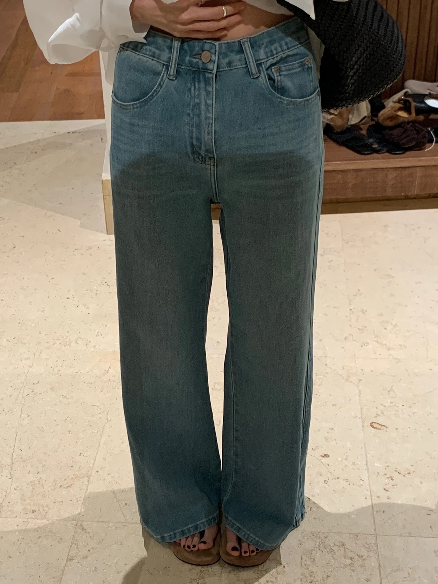 

BRIVIN Women's Straight Leg Jeans Lake Blue Casual Elastic Stretch Summer New Style Korean Retro Slimming Comfortable Pants