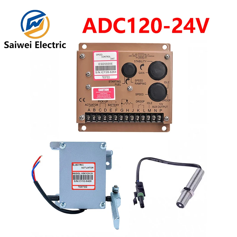 Imagem -04 - Atuador Elétrico para Gerador a Diesel Regulador do Motor Controlador de Velocidade 12v 24v Esd5500e Adc120