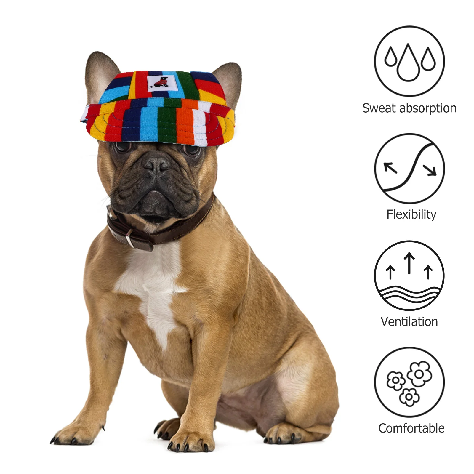 

Pet Dog Baseball Cap Adjustable Lightweight Strip Pattern Outdoor Travel Hat Sun Protection Sports Visor Casual