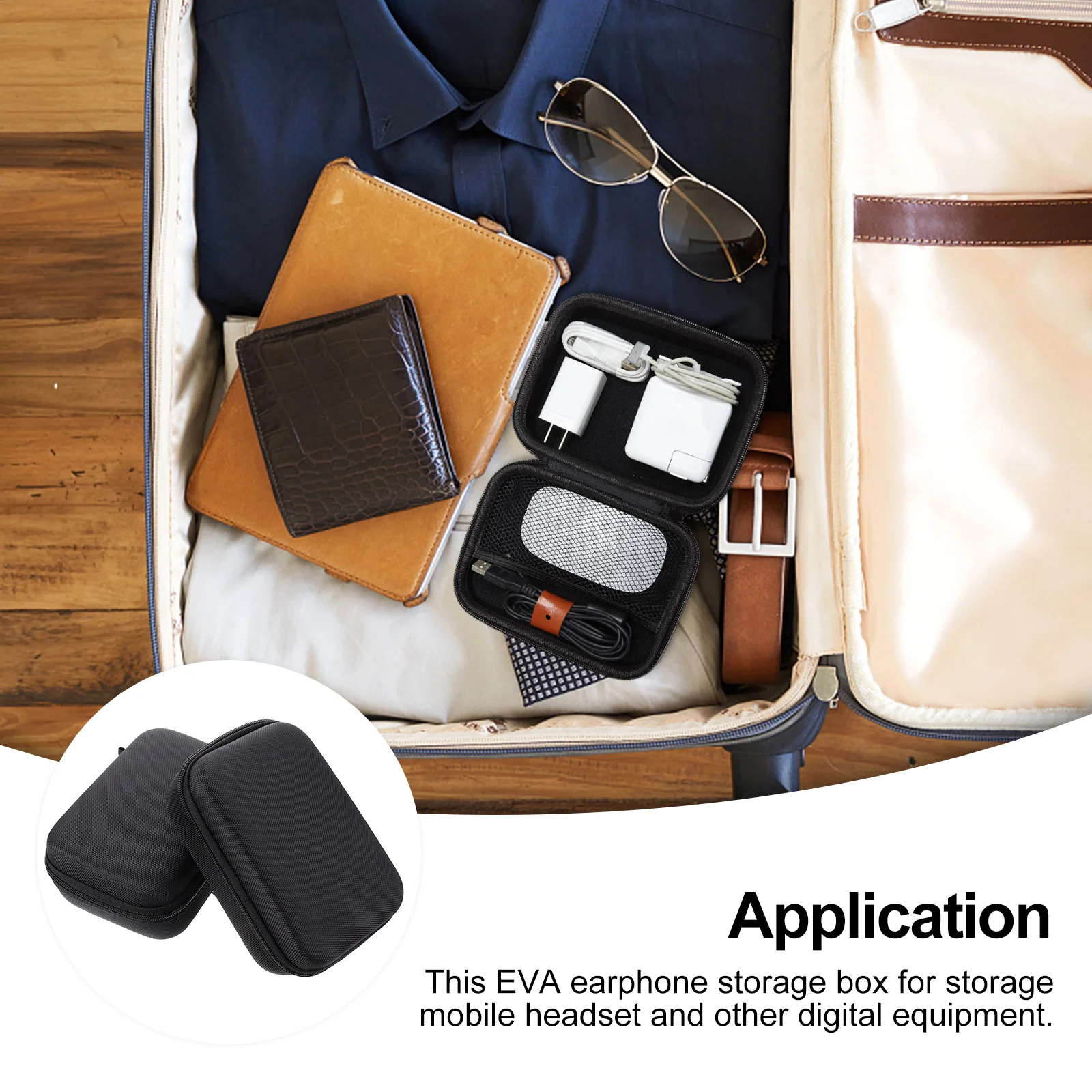

2Pcs Premium Eva Storage Case Earphone Headset Power Bank Hard Drive Organizer Pocket-Friendly Carry Bag with Smooth Zipper