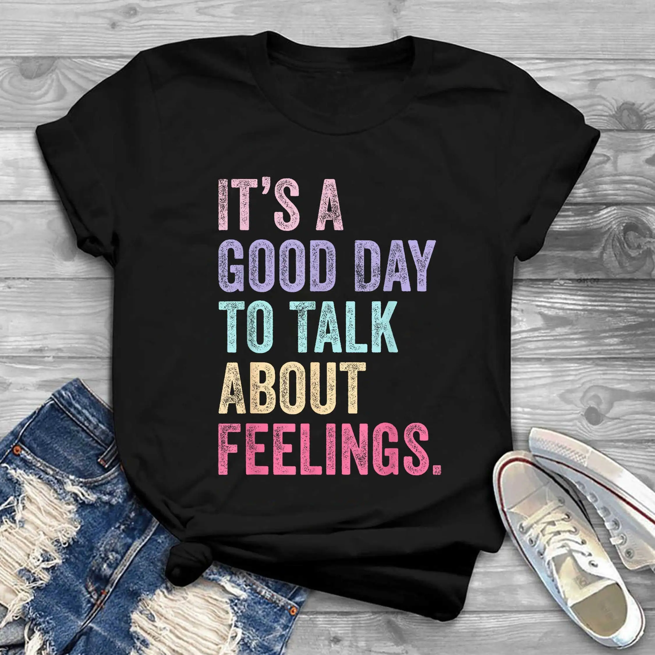 Retro It's a Good Day to Talk About Feelings T Shirt Social Work School Counselor Cute Mental Health Guidance