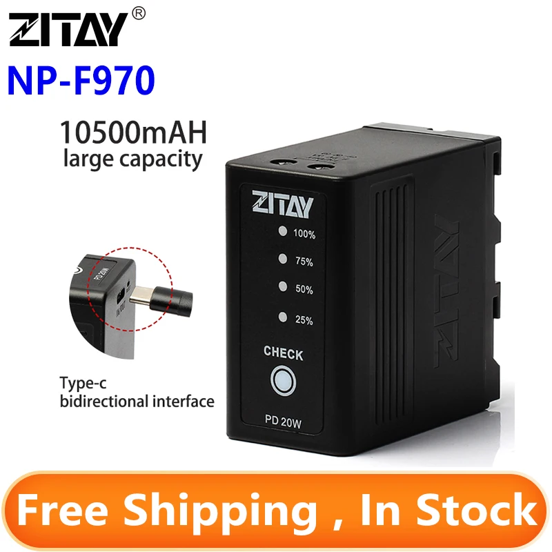 

ZITAY NP-F970 Camera Battery 10500mAh Power Bank for NP-F970 NP-F930 NP-F950 NP-F960 NP-F550 NP-F530 Rechargeable Battery