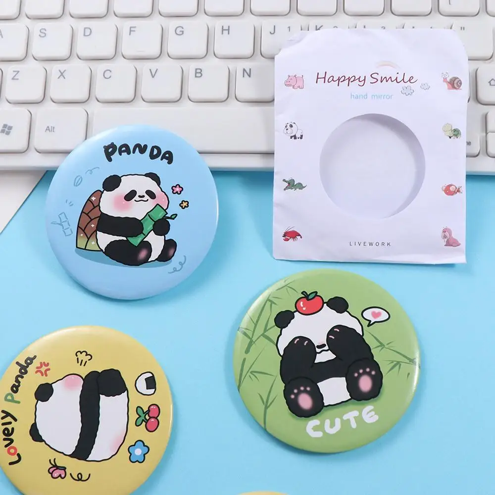 Duurzame Mini Panda Kleine Spiegel Draagbare Compacte Make-Up Spiegel Enkelzijdige Creatieve Pocket Spiegel Reis Accessoires