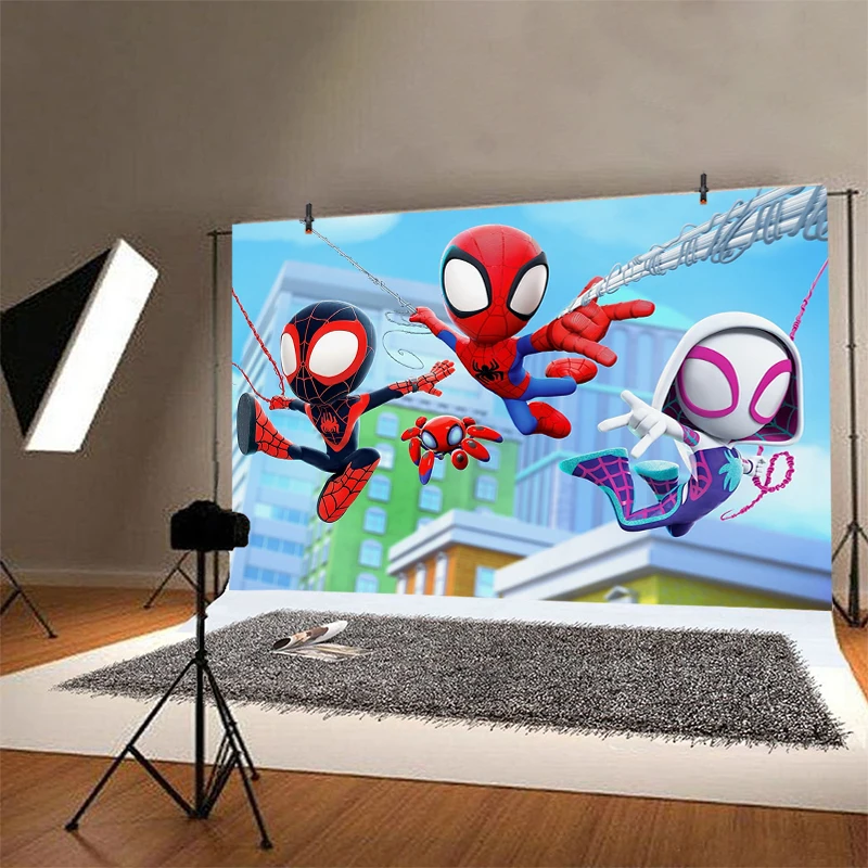 Personalised Spidey And Amazing Friends Birthday Decorations Backdrop Cartoon Spiderman Party Banner Custom Photo Background