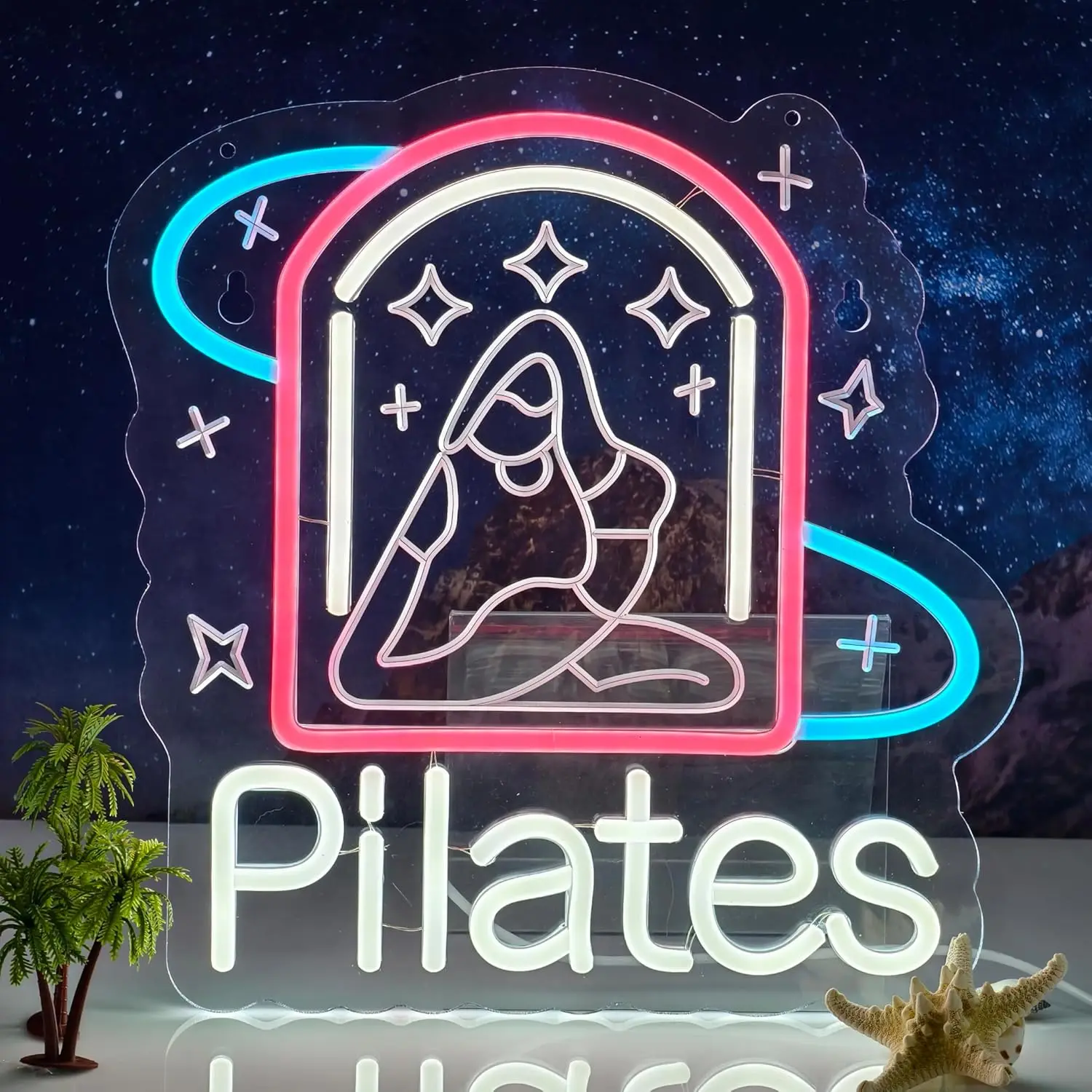 بيلاتيس النيون LED أضواء النيون لعافية استوديو اللياقة البدنية مركز رياضة اليوغا بيلاتيس الفضاء المنزل جدار ديكور فني USB عكس الضوء