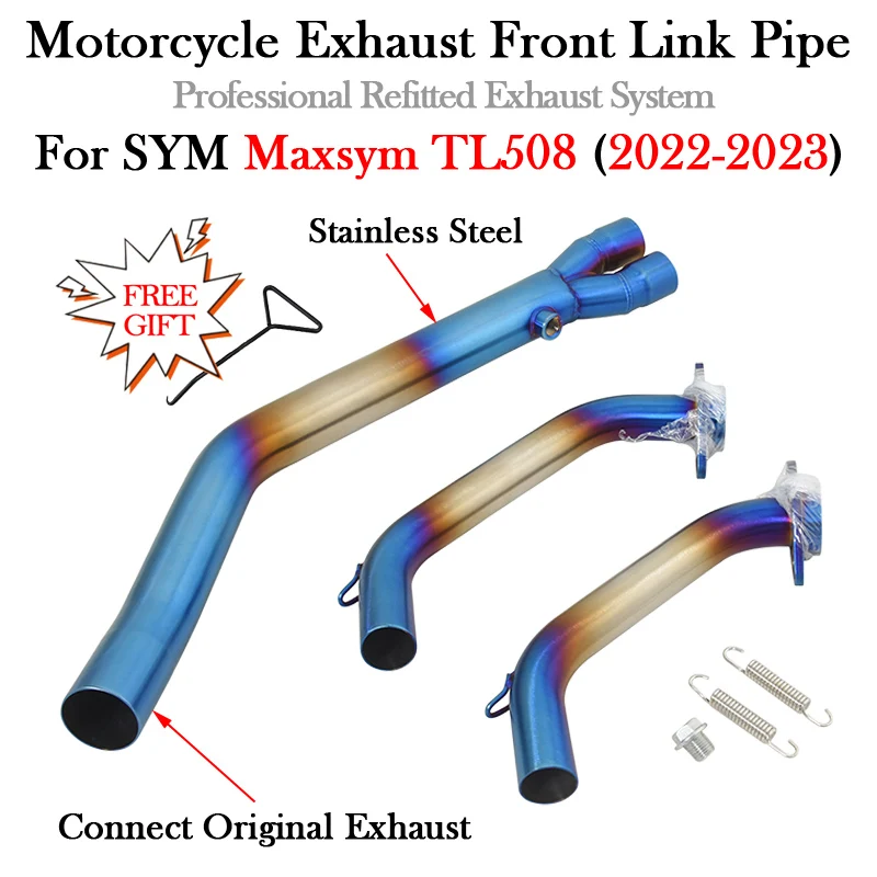 Slip On For SYM Maxsym TL508 TL 508 2022 2023 Motorcycle Exhaust Front Middle Link Pipe Modify Escape Connect Original Muffler