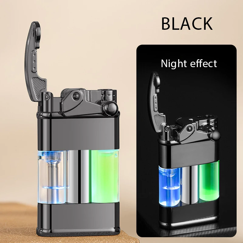 High-tech Individuality Creativity Novelty Luminous Quicksand Characteristic Gas Lighter Direct Impact Transparent Lighter