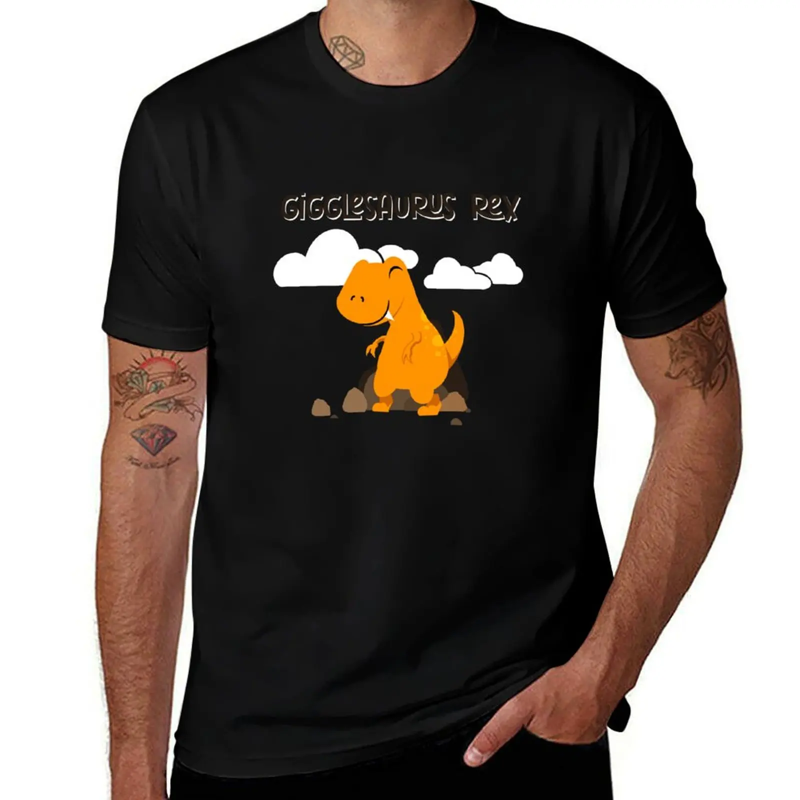 

Gigglesaurus Rex-милые детские футболки с динозавром, топы с аниме, модные рубашки, облегающие футболки для мужчин