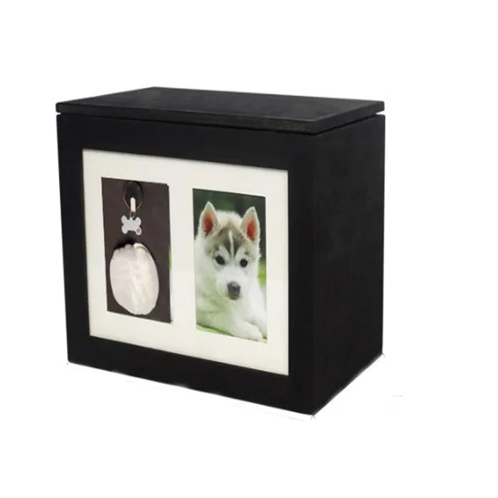 

Memory Box Pet Memorial Urn for Ashes with with Photo Frame and Paw Print Frame