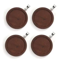 Brown Wooden Round Blank Pendant Wood Pendant Tray Accessories 4