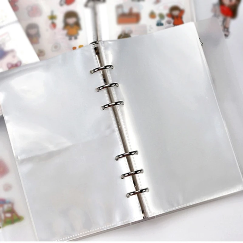 10pcs A5 A6 Transparent File Holder Notebook 6 Hole Loose Leaf Pouch DIY Document Bag Binder Photo Storage Folder Accessories