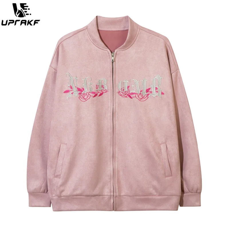 

UPRAKF Hip Hop Zipper Jacket Chic Loose Pocket Coat Harajuku Streetwear Fall Winter Long Sleeve Outwear