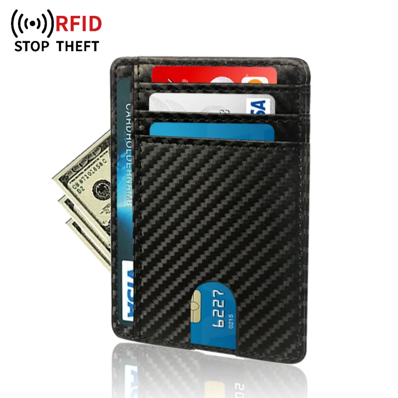 Credit Card Holder for Women Slim Minimalist Front Pocket RFID Blocking Wallet Small Compact Card Case with ID Window