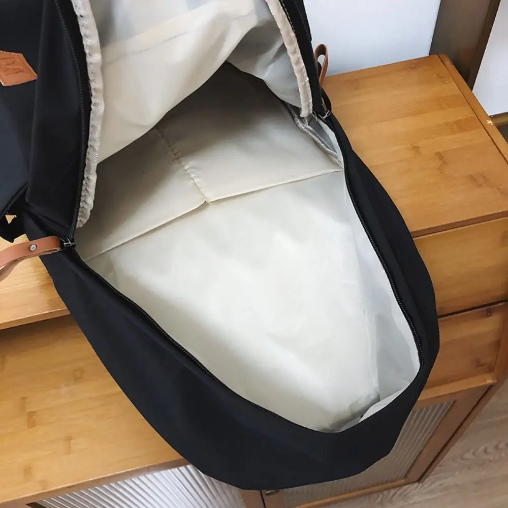 

Versatile Canvas College Backpack Solid Color Large Capacity Travel Backpack Waterproof Shoulder Bag for Male and Female