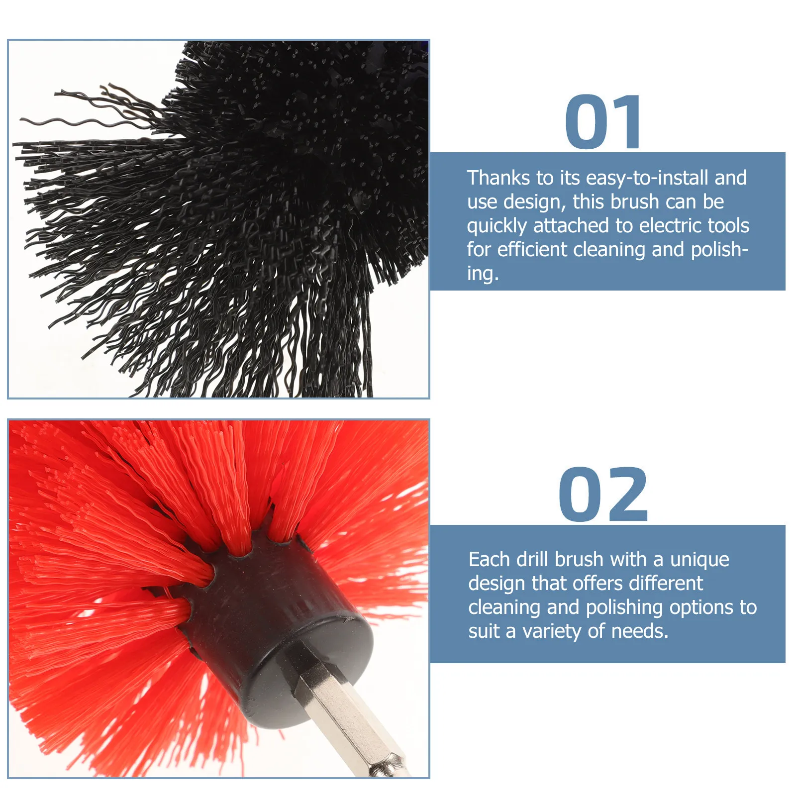 2Pcs Cone Ball Drill Brush Attachment Set for Electric Drill Cleaning Polishing Steel PP Multi-Functional Scrubber Brush Kit