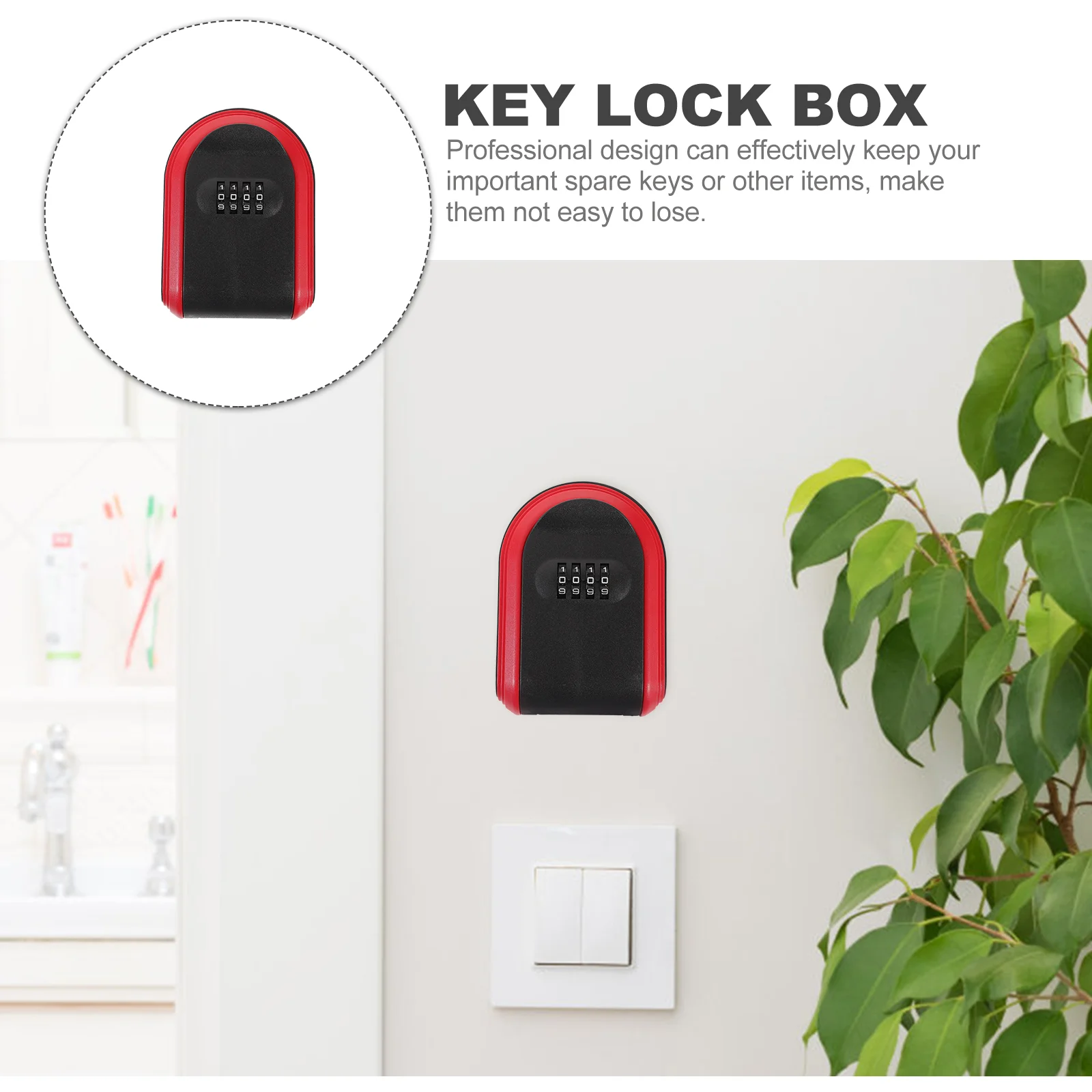 Key Box Password Lock Door Wall Mounted Safe (Black) 1pc Lockbox for outside Small Locks Outdoor Hider Plastic Keys Chain