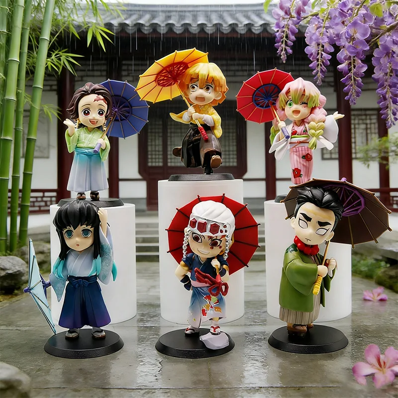 

Q-Plum Rain Series Demon Slayer Figure Toys Anime Mini Figurine Model Kamado Tanjiro Nezuko Doll Toys