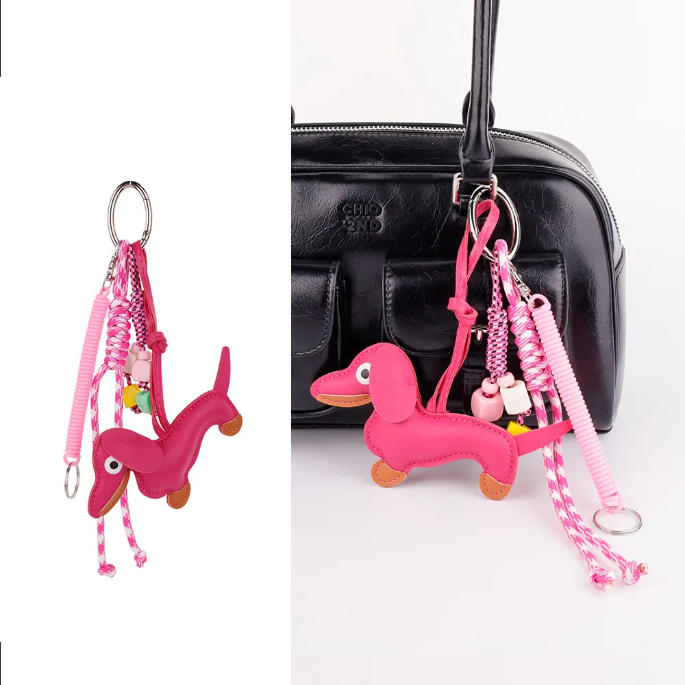 العصرية هدية لطيف السجق الكلب المفاتيح الجلود المنسوجة حبل مكافحة خسر الأمتعة علامة حقيبة السيارة العرافة الرجال النساء الإكسسوارات الهدايا