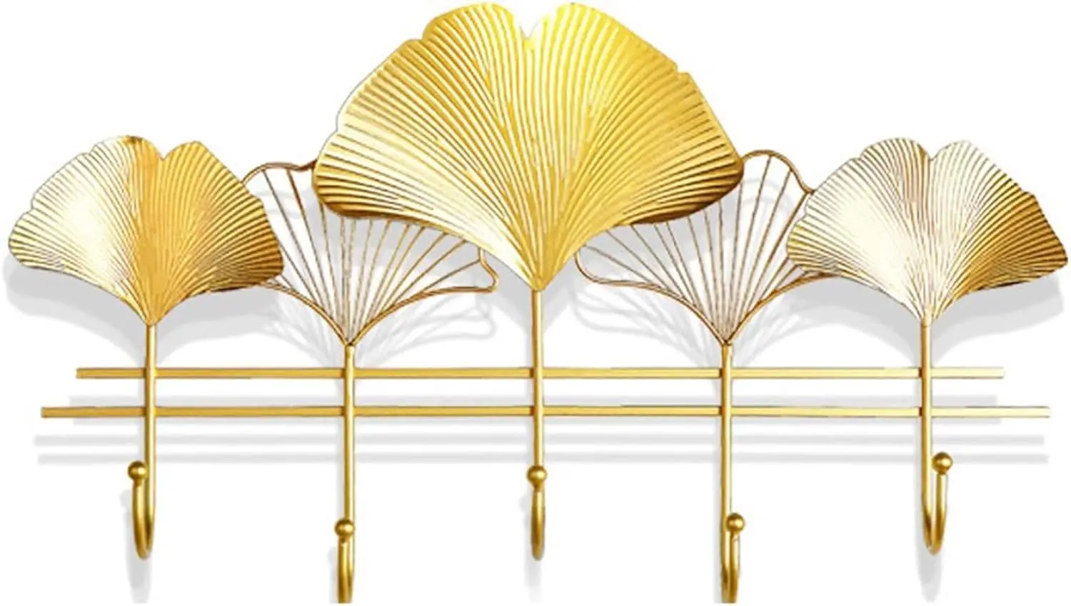 Coat Rack wall Mounted Coat Rack Wall Mount - Modern, Gold Metal, Ginkgo Leaf Sturdy Hook Rail for Hanging, Jacket, Clothes, Hat