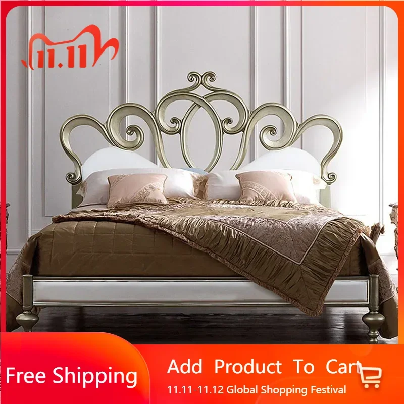 

Floor Bedroom Bed Frame Tall Headboard Platform Full Queen Size Bed Frame Luxury Bedroom Letto Matrimoniale Unique Furniture