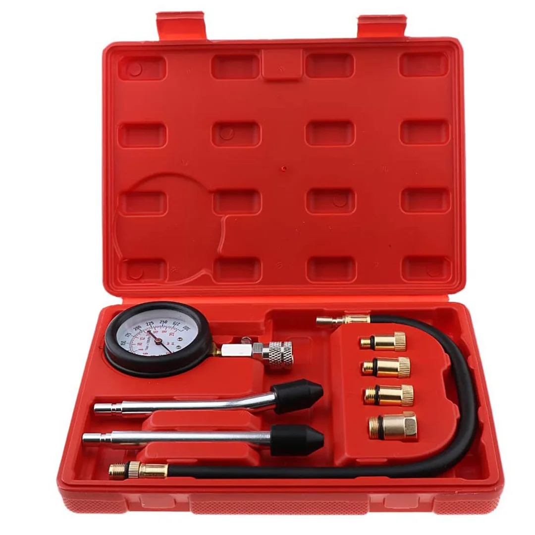 

Gasoline Engine Compression Tester Auto Petrol Gas Engine Cylinder Automobile Pressure Gauge Tester with M10 M12 M14 M18 Adapter