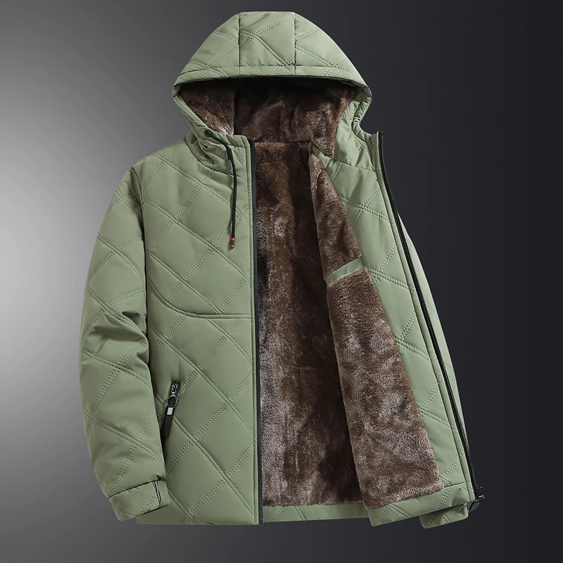 

Winter Fleece Jacket Men's Casual Thickened Wool Jacket high quality Design Warm Fashion Hooded Coat Outdoor padded coat