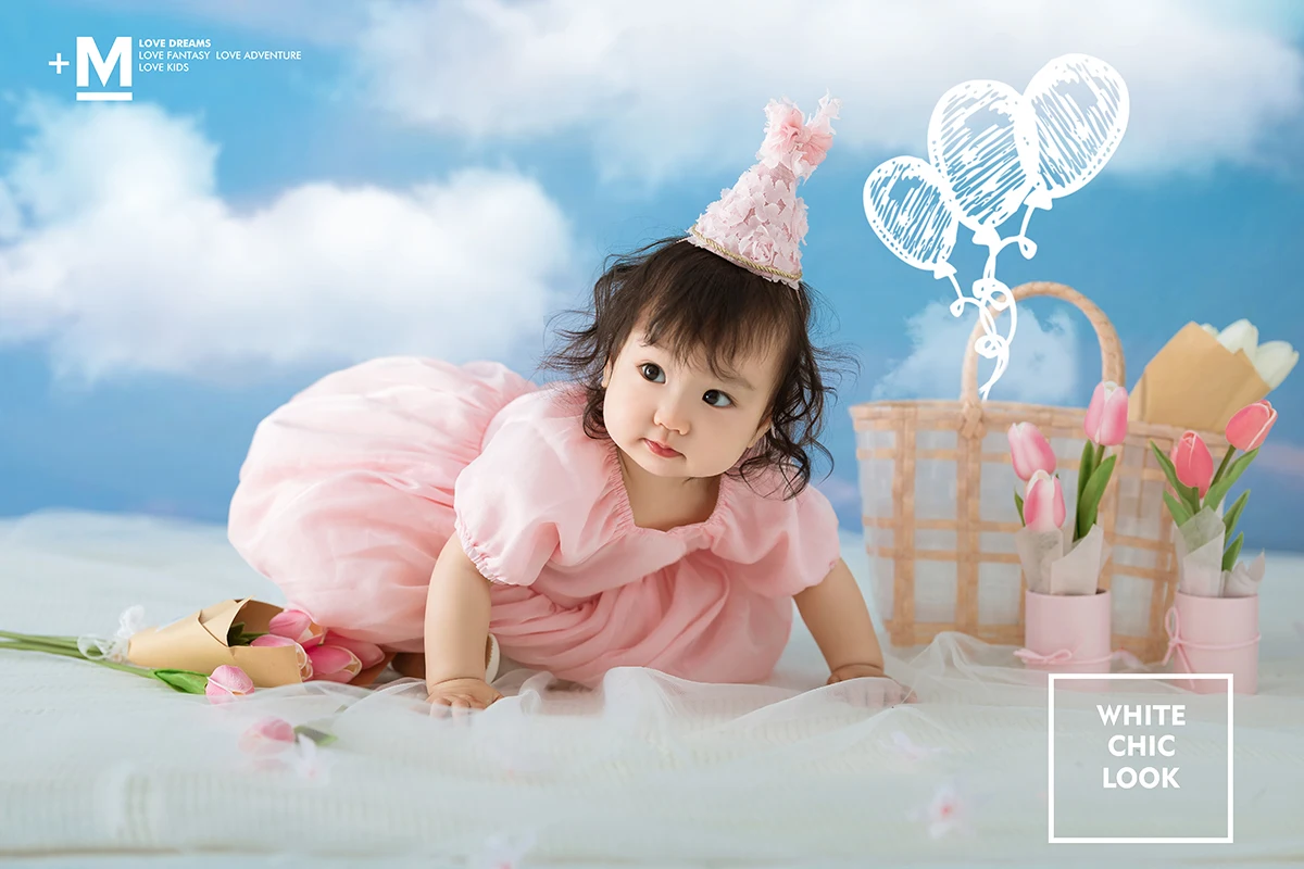 

One year old princess dress one year old hundred day summer style studio childrens photography suit one year old banquet dress