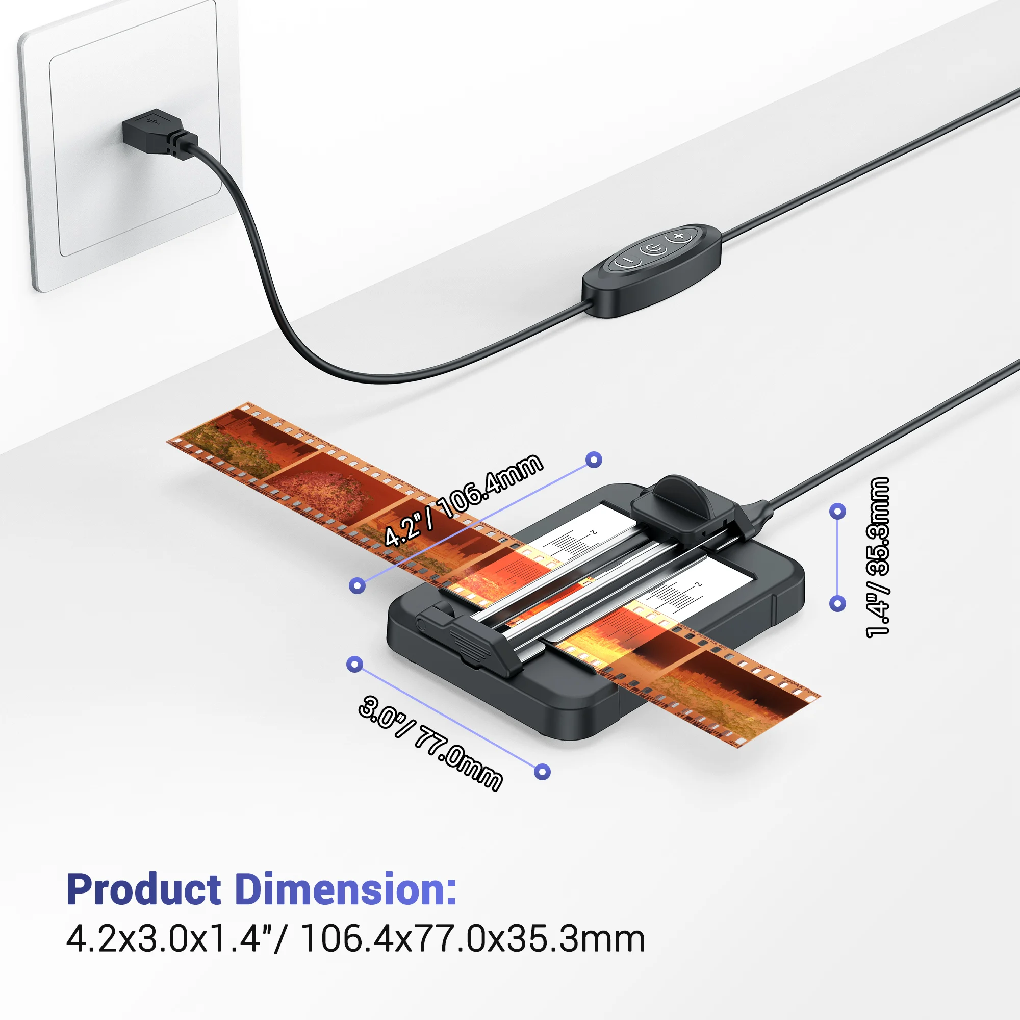 JJC Negative Slide Film Cutter for 35mm 120 Format Film Strip with 11-Level Brightness Adjustable LED Backlight Panel for Cuting