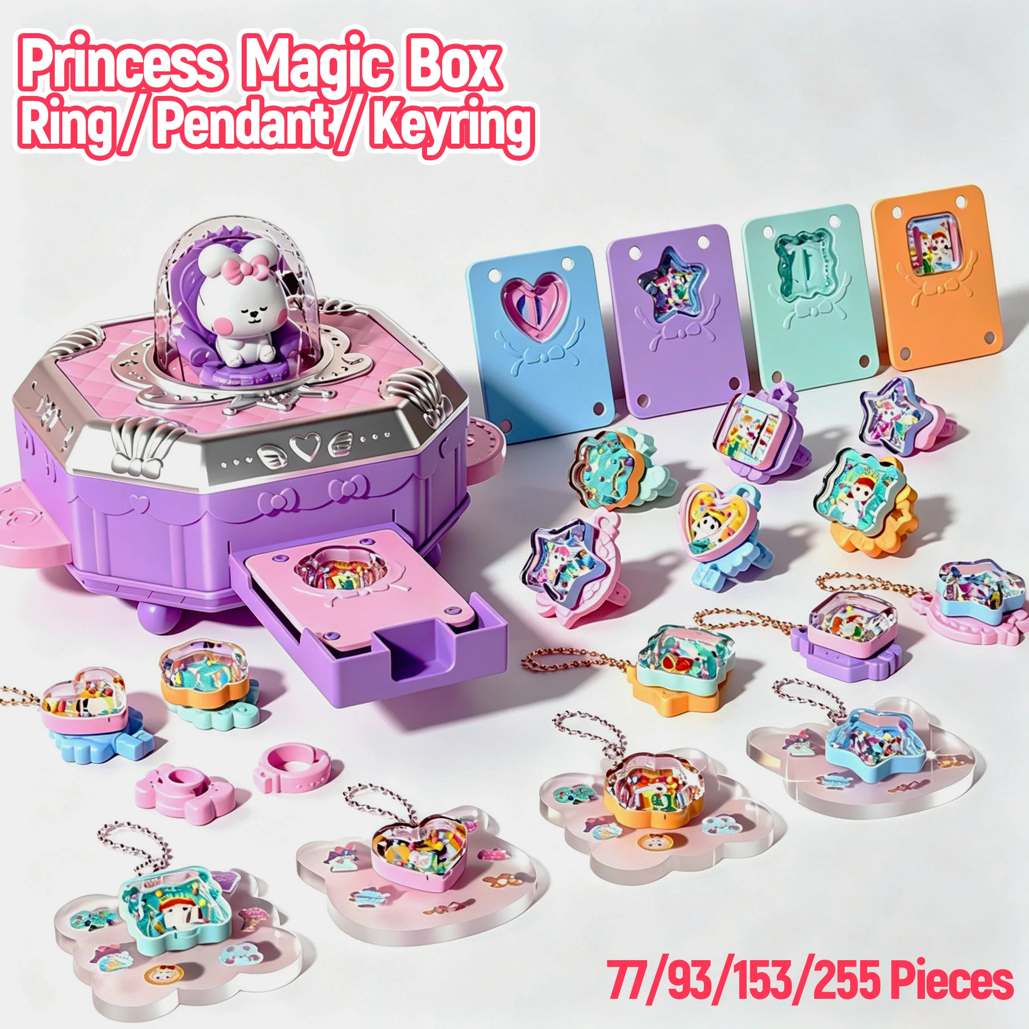 DIY Jewelry Making Kit 3D Magic DIY Bracelet Jewel Rings Keychain Handmade Beads Craft Box Set Girls Princess Box Birthday Gifts