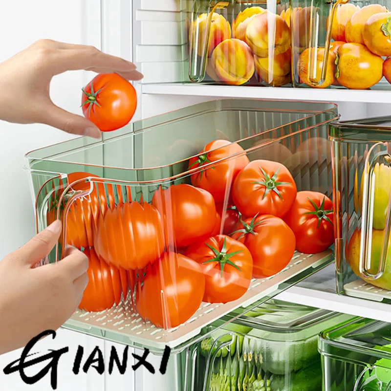 GIANXI Refrigerator Storage Box Food-grade Kitchen Special Storage Box Food Fruit And Vegetable Fresh-keeping Box