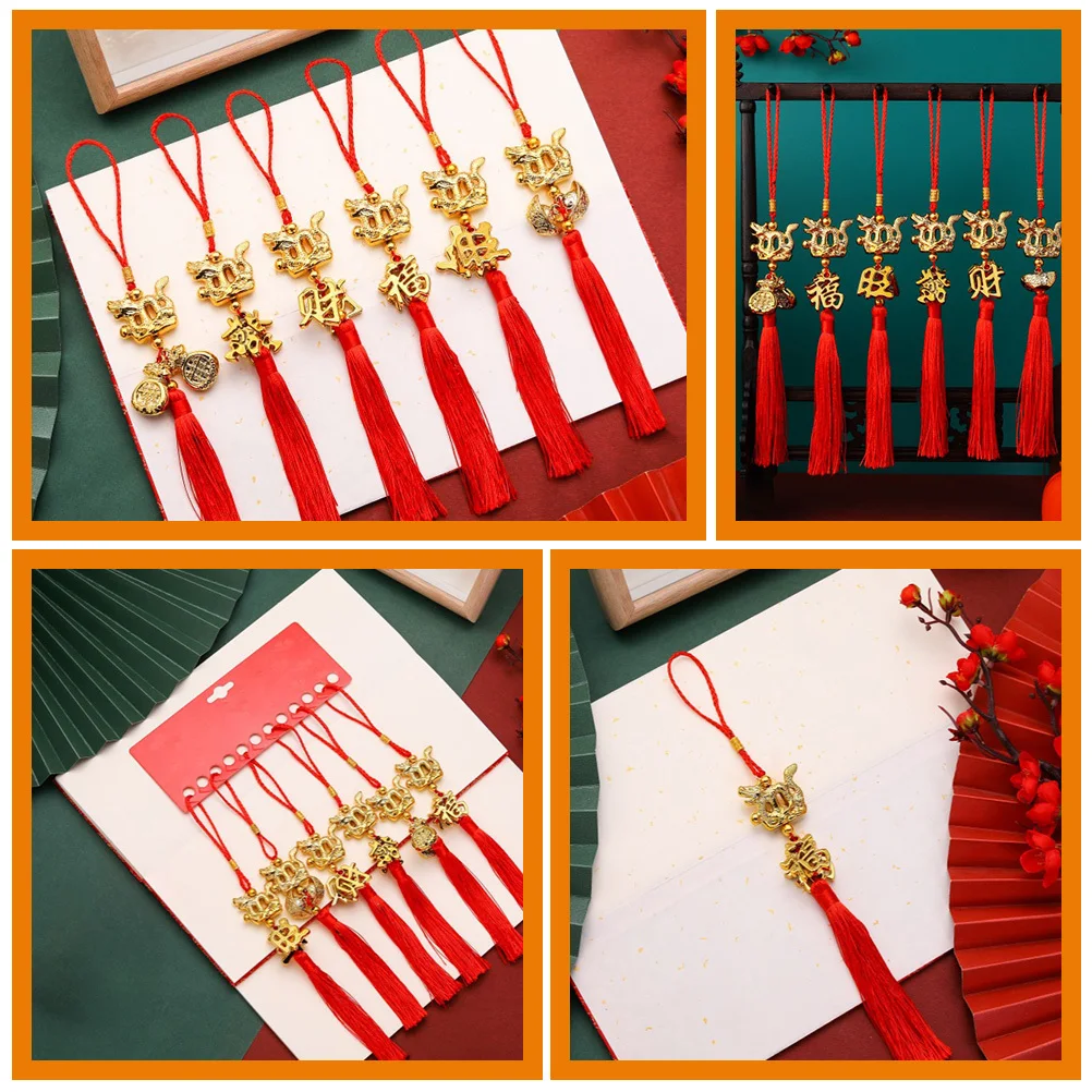 

6pcs Chinese Dragon Hanging Ornament Spring Festival Decorative Pendant Car Tree Door Window New Year Decoration 2024 Wall