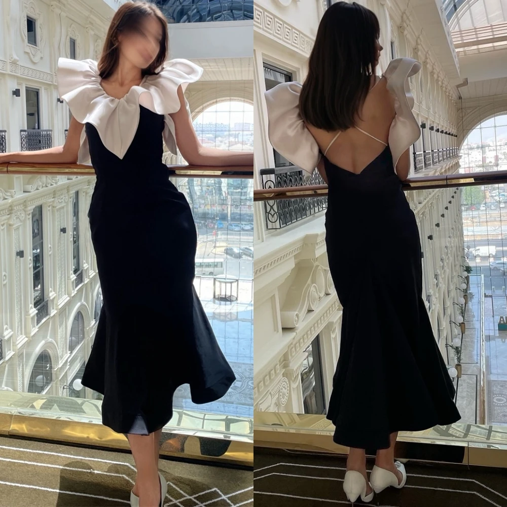 Personalizado sexy o-pescoço contraste cor vestido de noite luxo sereia vestido de baile temperamento rendas até voltar vestidos de ocasião especial