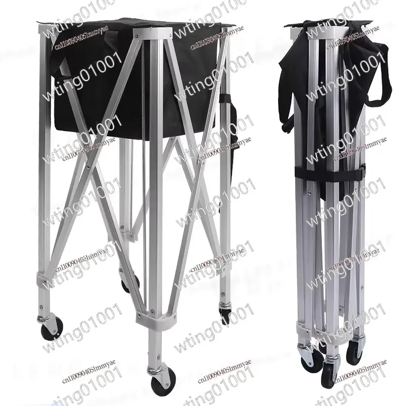 Portable Tennis Cart Aluminum Alloy Storage Bag Folding Ball Basket for Easy Transport and Organization of Tennis Balls