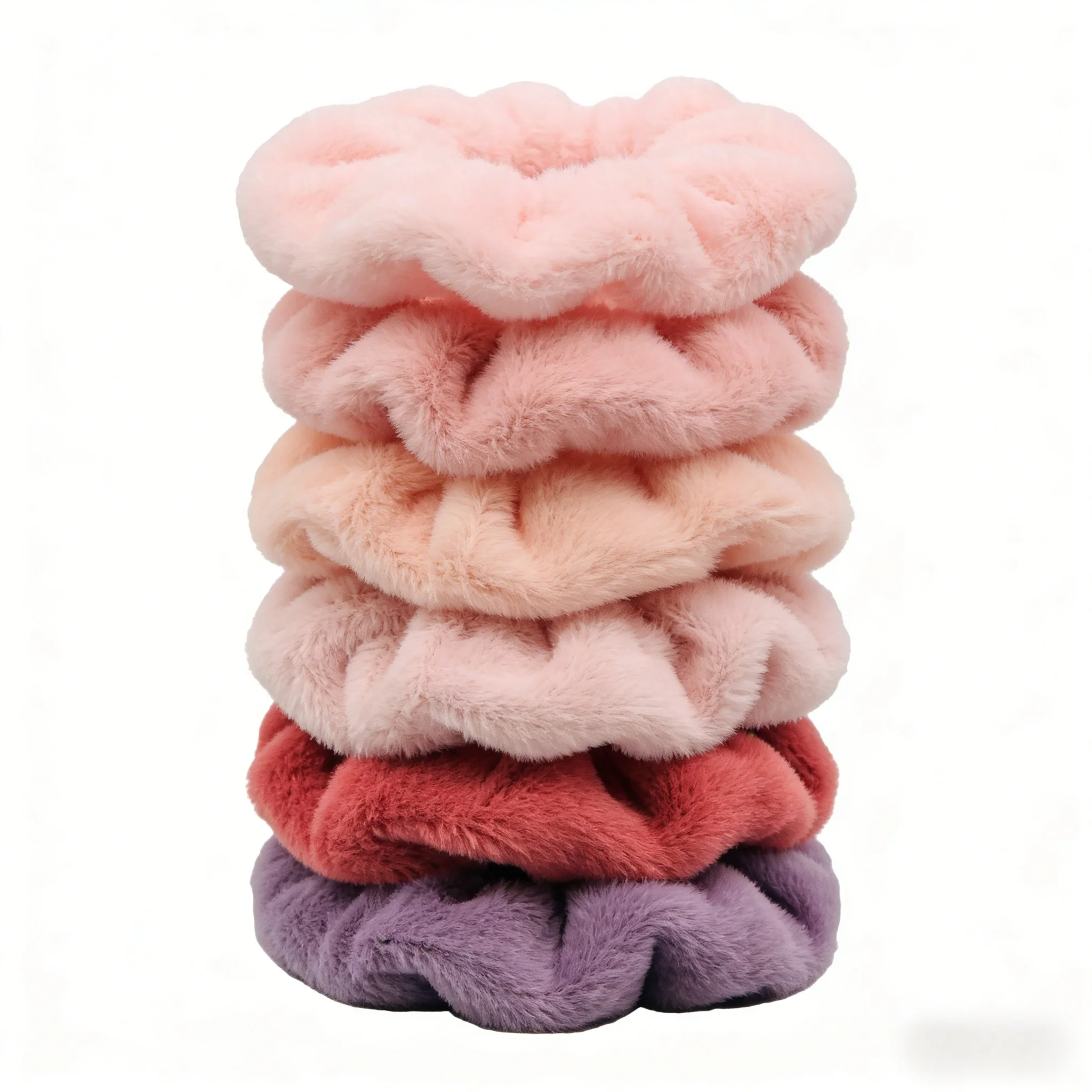 6/1pc Hair Scrunchies Furry Elastic Band Women Girl Ponytail Holder Rubber Ties Accessories Plush Faux Fur Soft Chiffon Headband