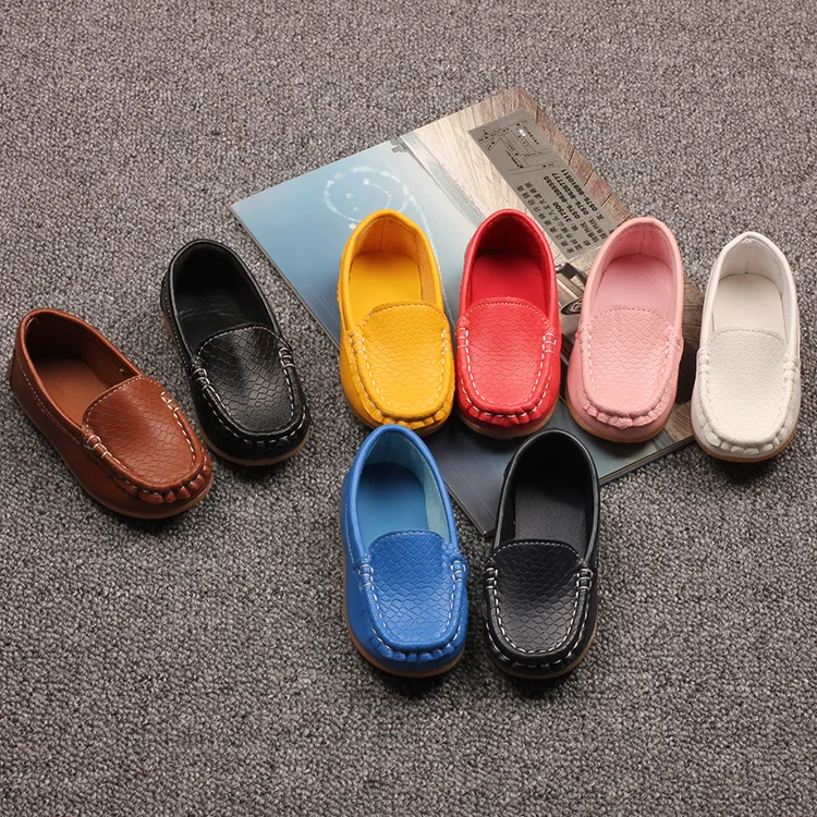 New 2024 Kids Casual Shoes Slip-on PU Leather Shoes for Children Flat Candy Colors Unisex Boys Girls Soft Loafers Size 21-30 Kid