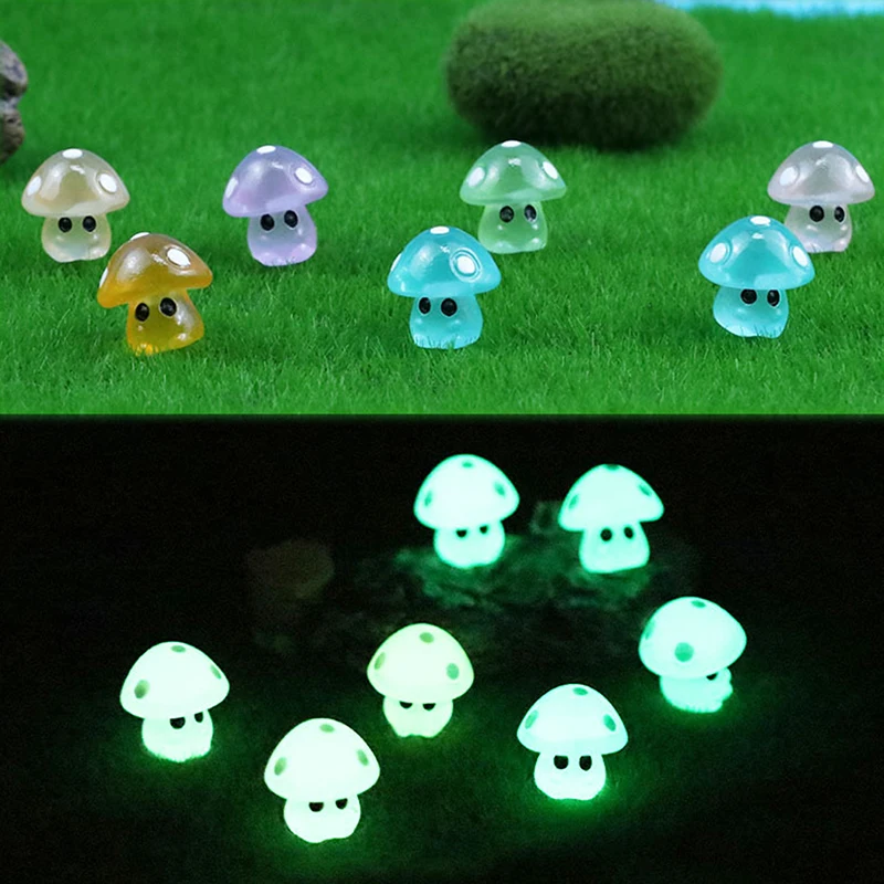 5Pcs Moss Landscape Decoration Mini Luminous Mushroom Home Decor Glowing Potted Ornament Miniature Gardening Fairy Garden