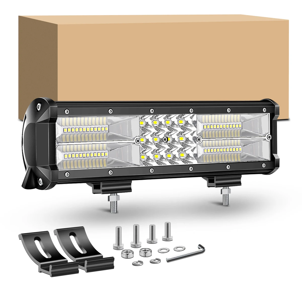 

12 Inch LED Light Bar Off Road Triple Row Flood Spot Combo Bar Light Driving Fog Lights Led Bar Work Light Pod for Jeep UTV