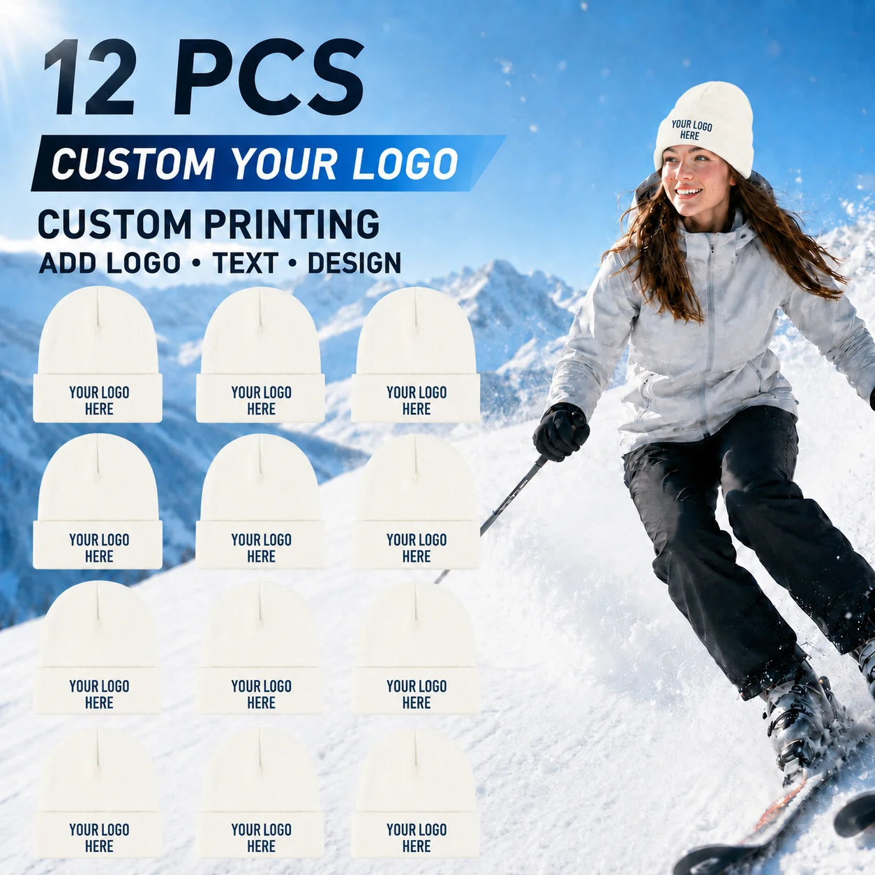 12pcs Custom Knit Beanies Pers - Knit Beanie Hat Warm ulasan dan harga