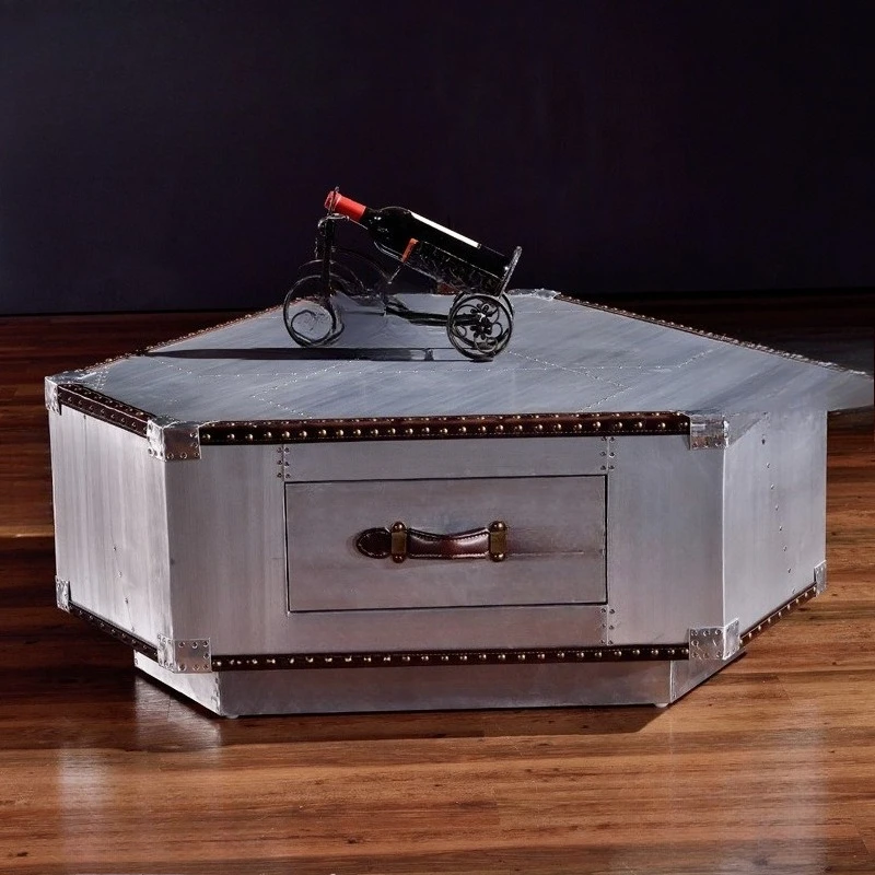 

Aluminum leather metal rivet coffee table industrial style furniture retro personalized tea table