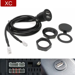 4 6 Pin Car Dual USB Feminino Traço Board Mount Painel Cabo de Extensão Adaptador para Android Rádio Multimídia Navegação