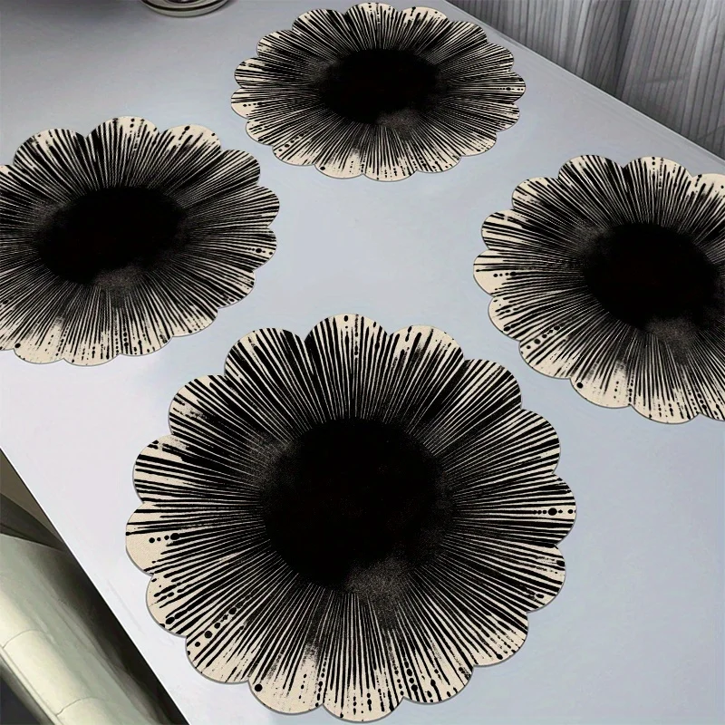 VIKAMA-alfombrilla de mesa de arte abstracto, juego de 4 piezas con líneas de salpicaduras de tinta, mesa de comedor, decoración de cafetería, 4 piezas