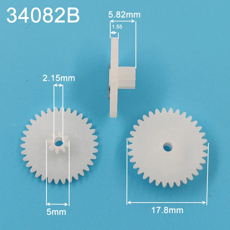 34082B 0.5M Plastic Spur Gear OD 18mm 34 Teeth + 8 Teeth 2mm Loose Fiting DIY Model Steampunk Gears 10pcs/lot