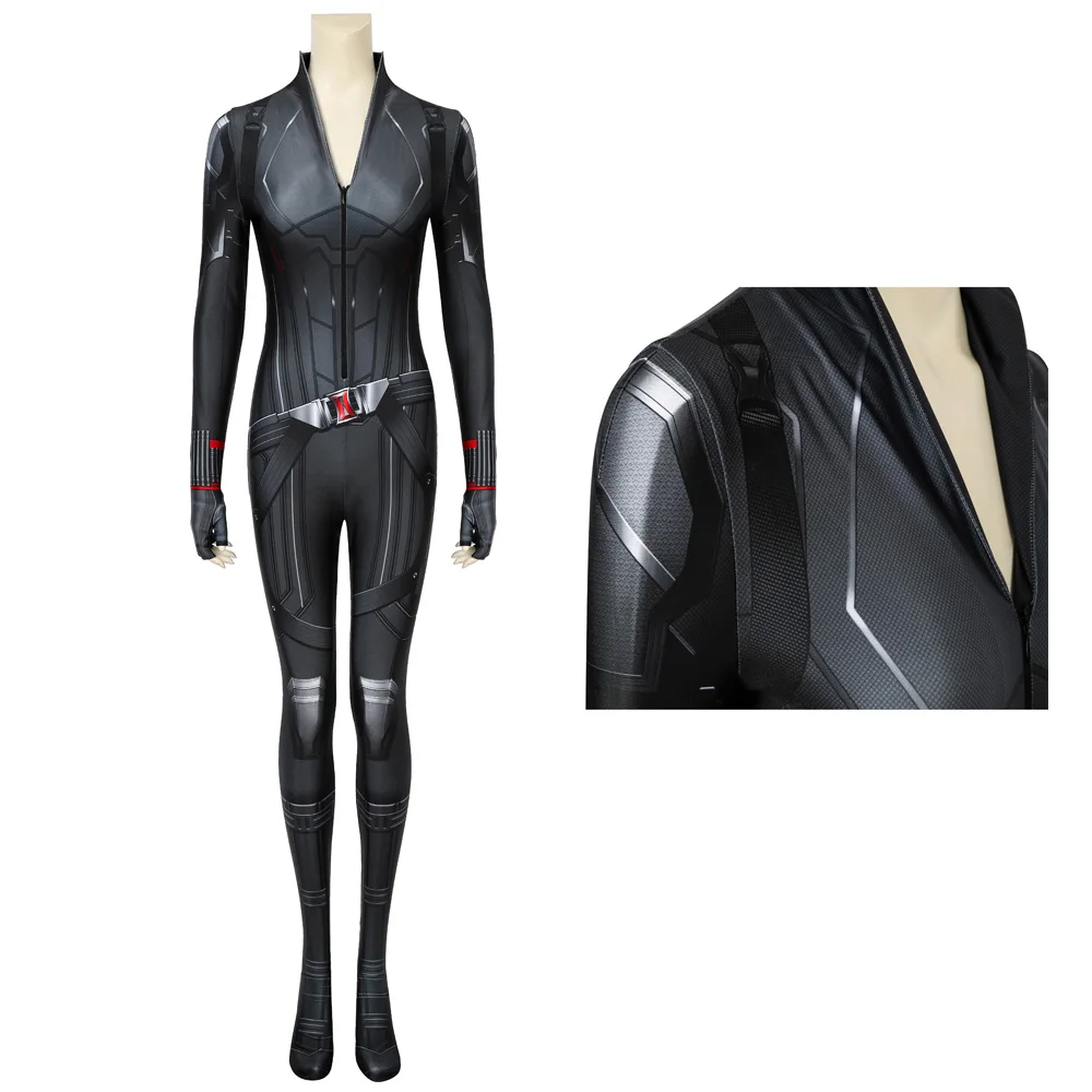 Halloween Carnival Costume Female Superhero Natasha Romanoff Role-Playing Costume Black 3D Printed Tight Jumpsuit Zentai