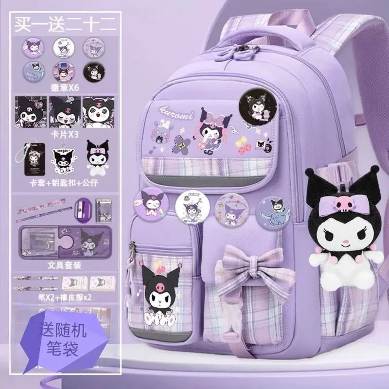 

Sanrio Kuromi Cinnamoroll Schoolbag Lightweight High Capacity Child Backpack Cartoon Burden Reduction Bag School Supplies Gift