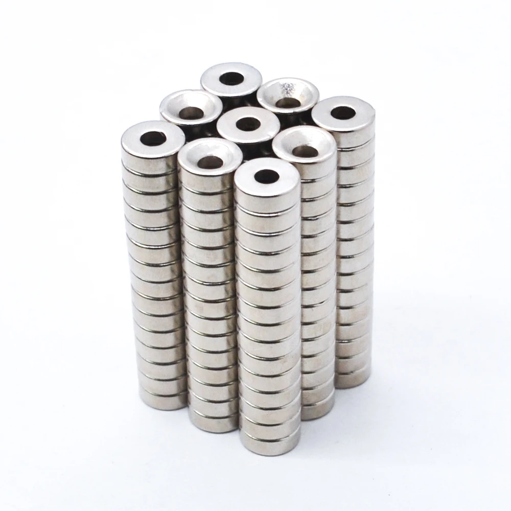 200Pcs N35 NdFeB Countersunk Round Magnet with Hole 3mm 4mm Super Powerful Permanent Magnetic Disc  12x3  MM