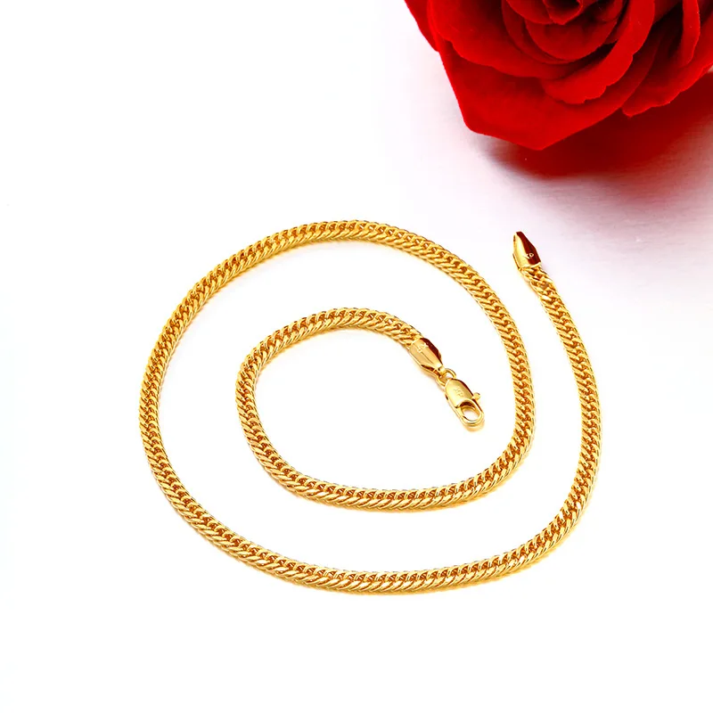 

Роскошное женское ожерелье из чистого золота 24K (9999 пробы) с простой японской застежкой