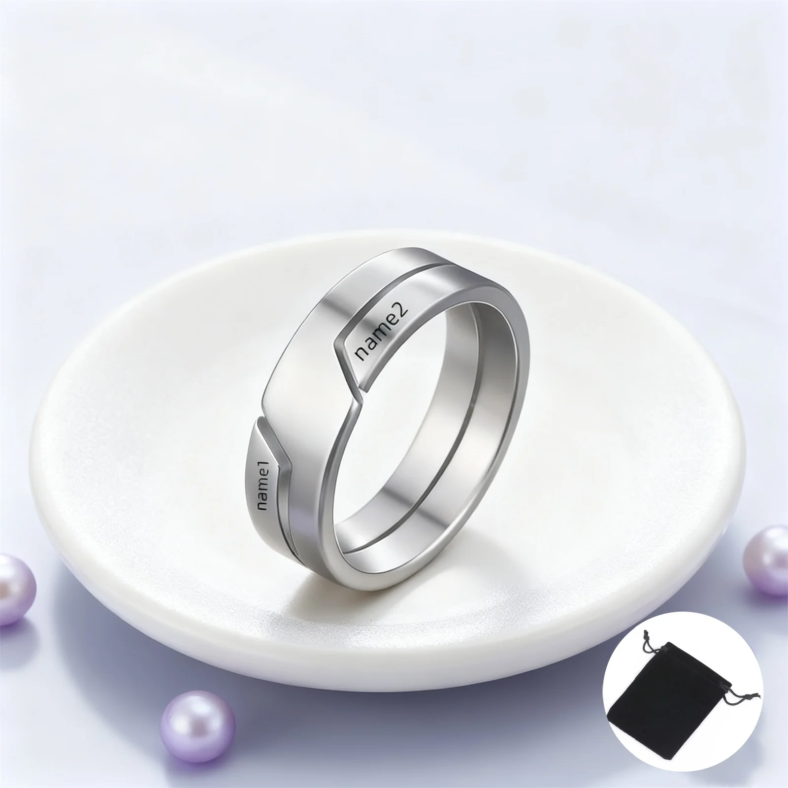 Personalized Stainless Steel Simple Name Ring