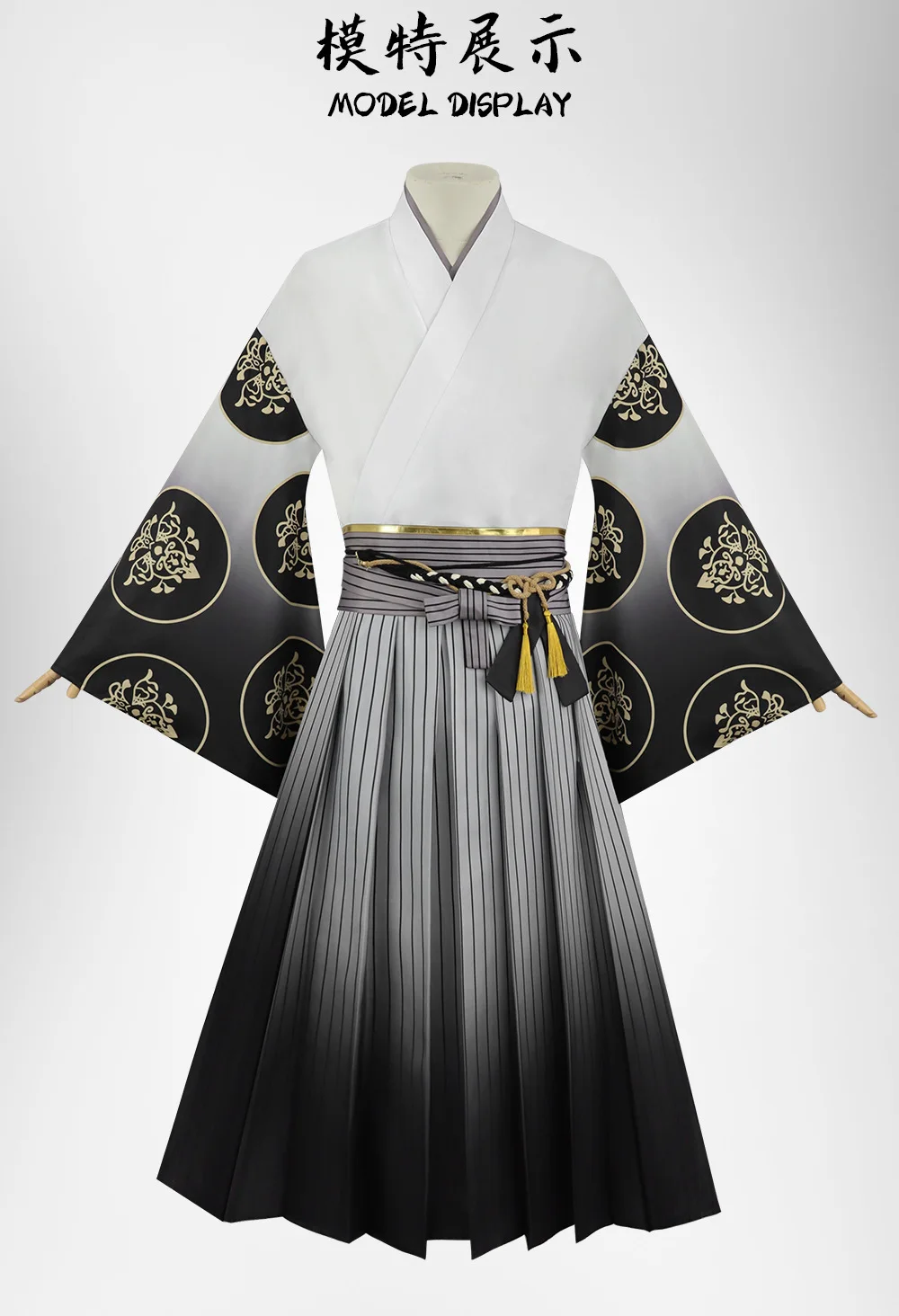 Kotoyuki Tsuneki تأثيري حلي قناع الثعلب الصامت هيل f ثوب الكيمونو الياباني الأسود التدرج فستان طويل ملابس حفلات الهالوين #3