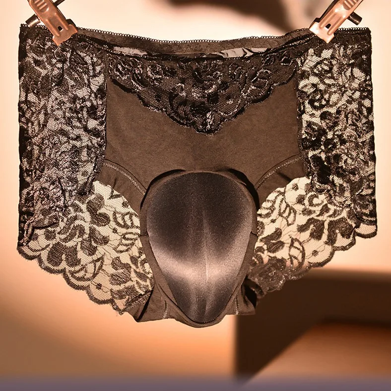 Sossy Slipje Kant Borduren Kameel Teen Ondergoed Mannen Sexy Verbergen Gaff Korte Sissy Lingerie Feminisering Crossdressing Onderbroek